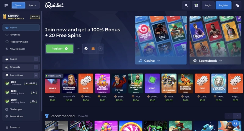Rainbet Homepage